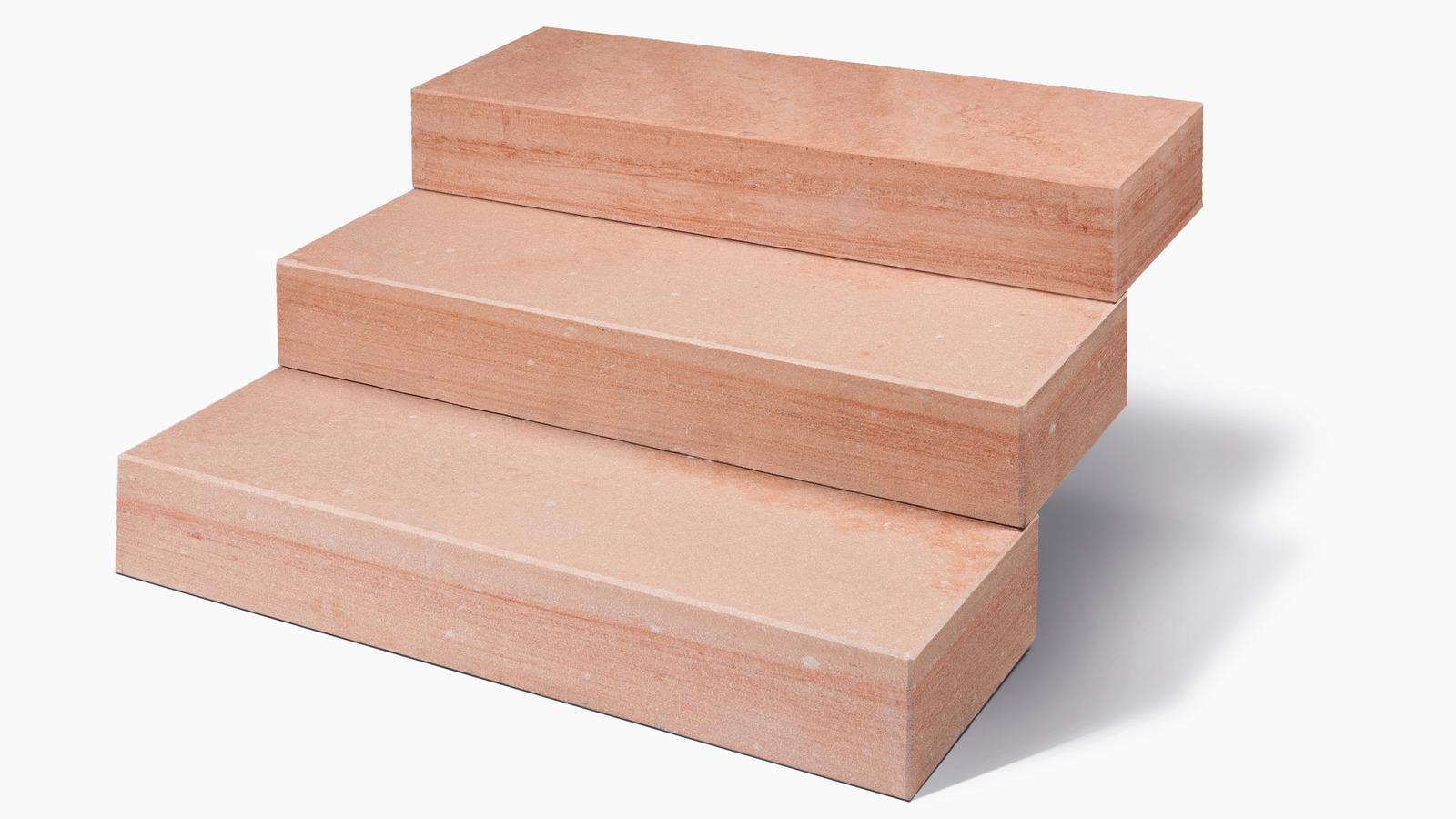 Blockstufen Sandstein "ARAVALLI"  (terracotta-orange) -geflammt- 15x35x100cm