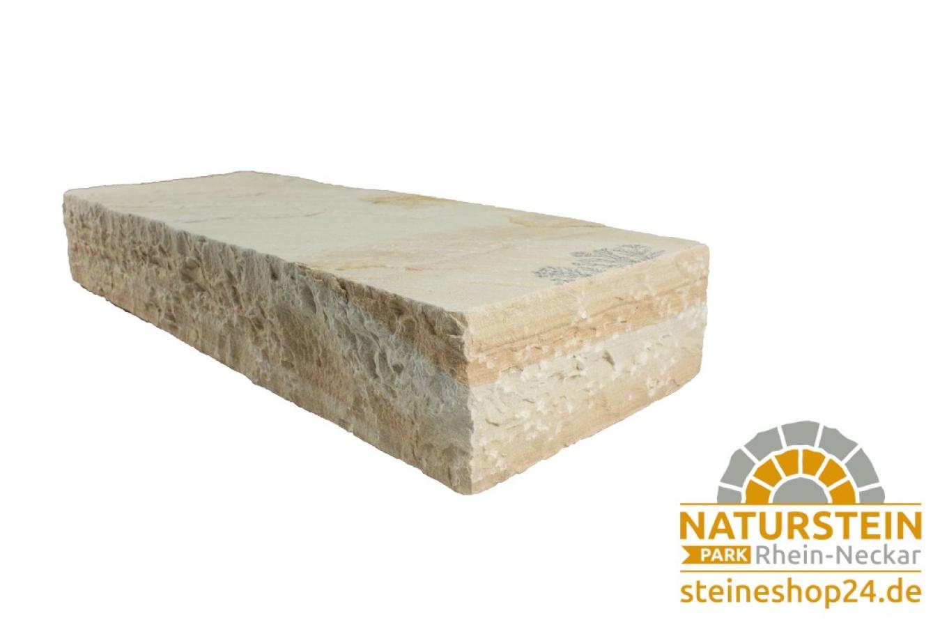 Blockstufen Sandstein "LEMON-MINT" (hellbeige-mint)
