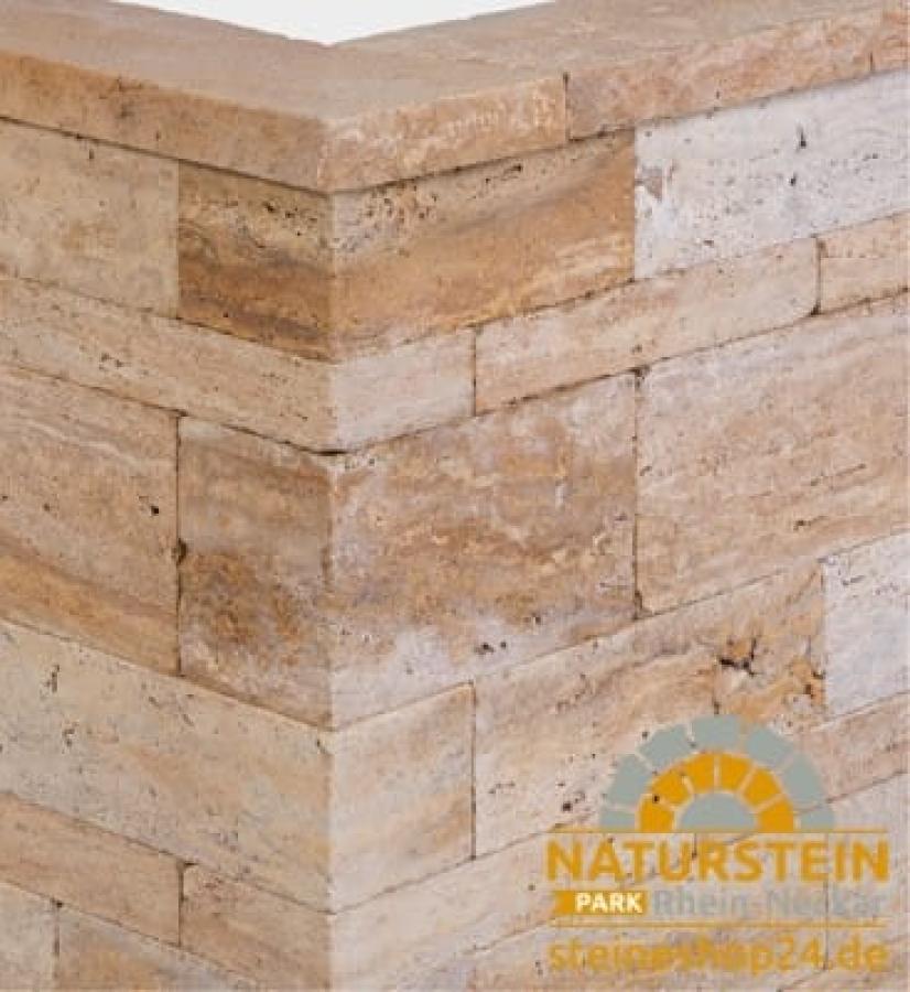 Kastellmauersteine Travertin "DORATO" (gold-gelb-beige)