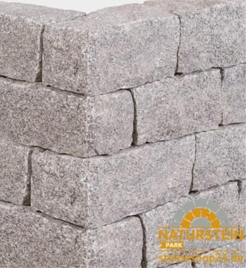 Mauersteine Granit "LAUBANER" (hellgrau)