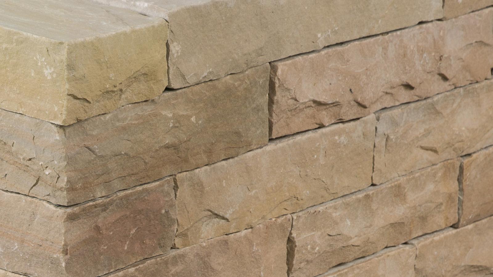 Verbundmauersteine Sandstein "MANDALA" (gelb-hellbeige)