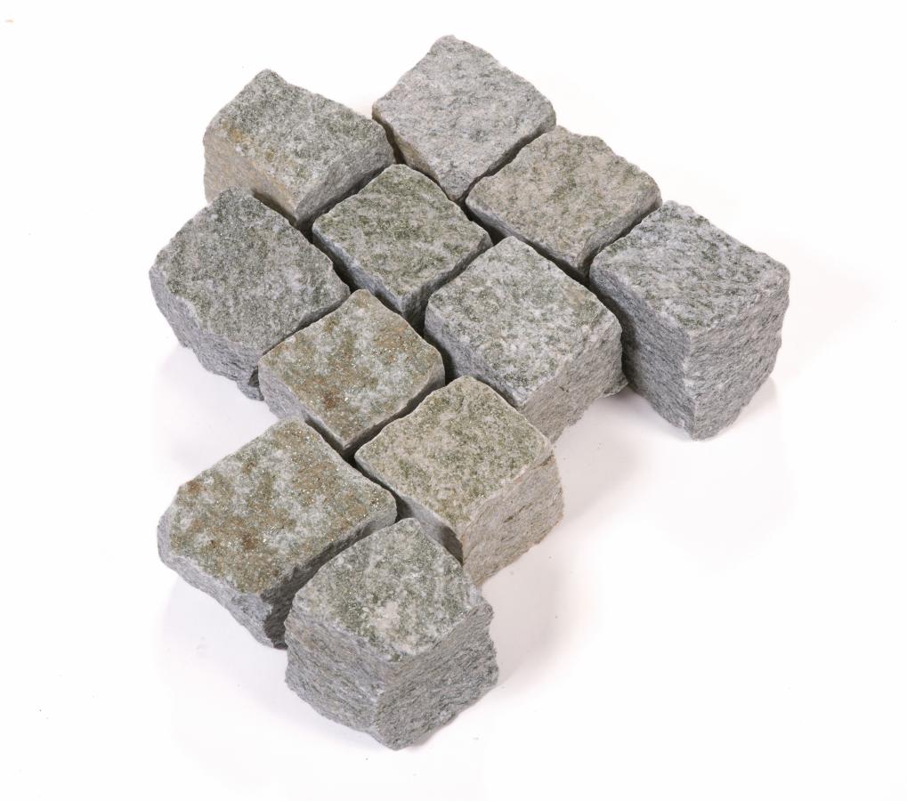 Pflastersteine Gneis "LUCIA" (grau-gelblich-gemischt) 9x9x9cm (8/10)