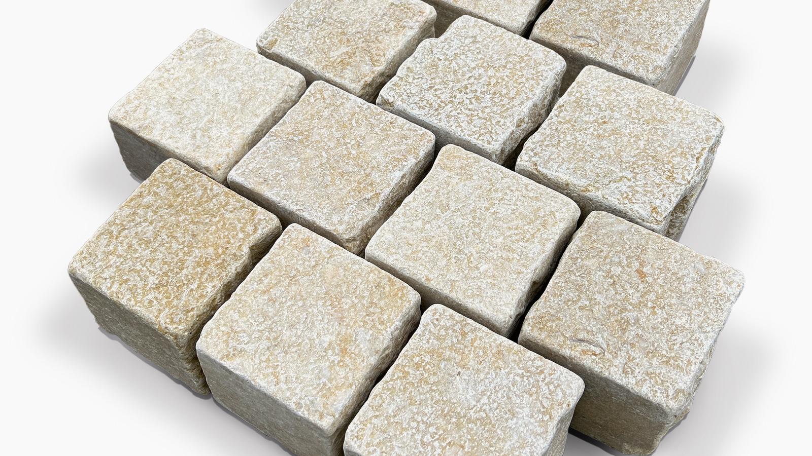 Pflastersteine Kalkstein "CLEOPATRA" (beige-gelb) 10x10x8cm