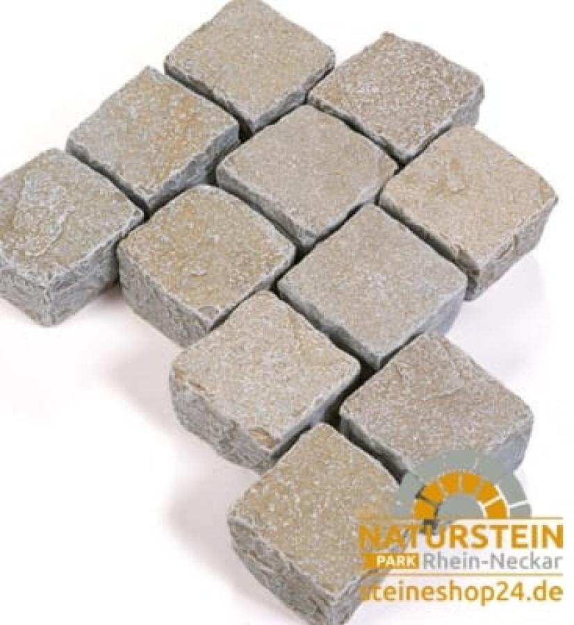 Pflastersteine Kalkstein "MARRAKESCH" (ocker-beige) 10x10x7-9 cm