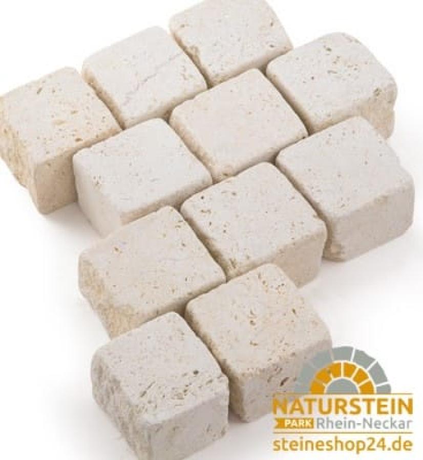 Pflastersteine Kalkstein "SINDBAD" (gelb-beige) 10x10x8 cm