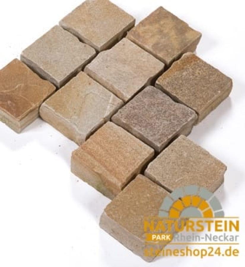 Pflastersteine Quarzit "LIMBO GOLD" (gold-gelb-gemischt) 10x10x7-9 cm