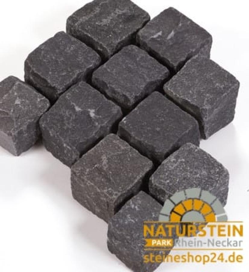 Pflastersteine Quarzgabbro "NERO INDIA" (anthrazit-schwarz)