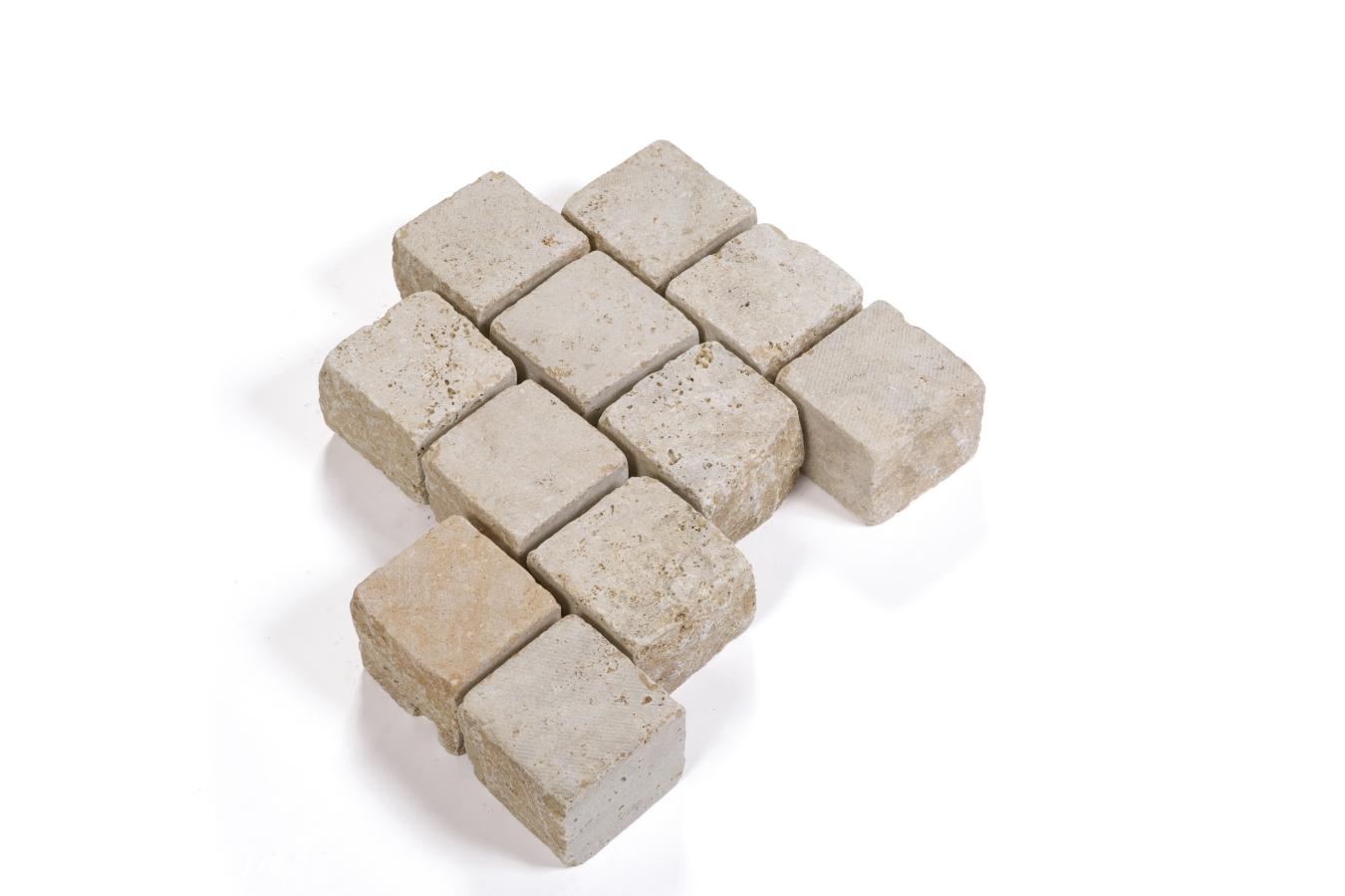 Pflastersteine Travertin "ARAGON ANTIK" (braun-beige) 10x10x8cm