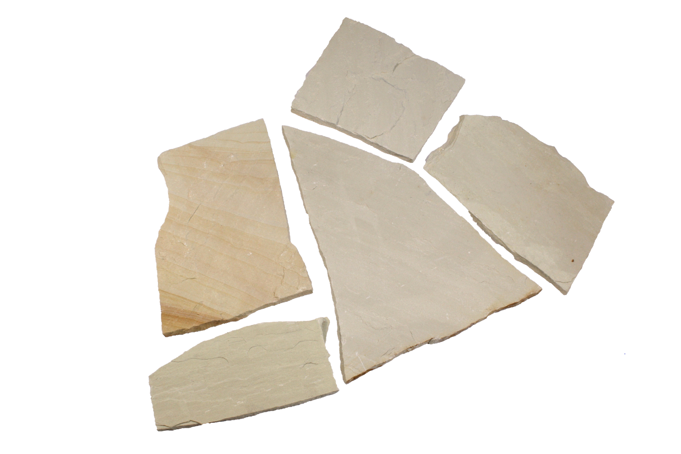 Polygonalplatten Sandstein "Lemon/Mint" (hellbeige-mint) ca. 2,5 cm Stärke