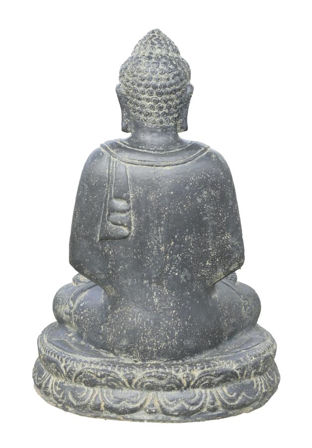 Sitzender Buddha, Indien, Kunststein, handgefertigt und bemalt, Höhe 80cm
