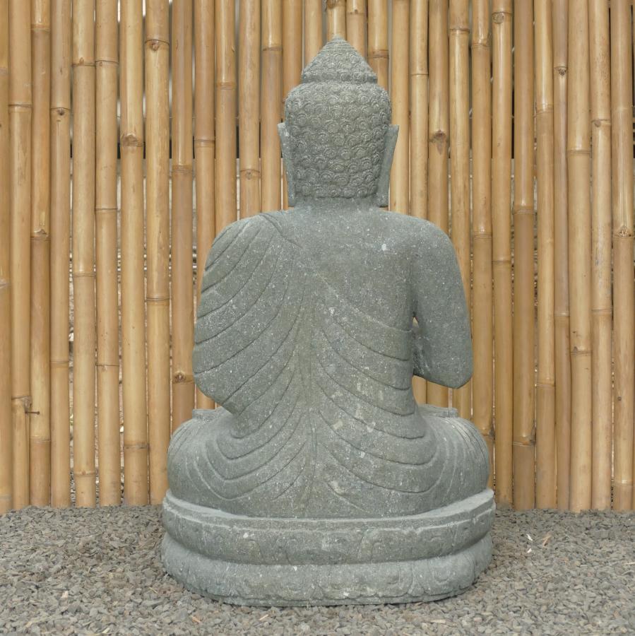 Sitzender Buddha, Naturstein (Basanit) Steinmetzarbeit, Höhe 100cm