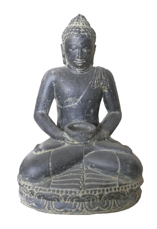 Sitzender Buddha mit Schale als Wasserspiel, Höhe 50 cm