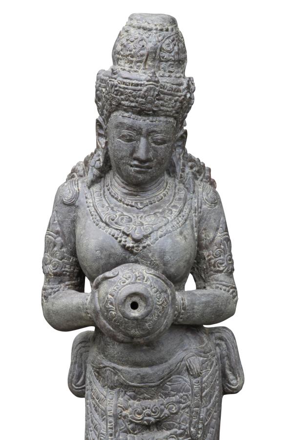 Steinfigur Stehende Dewi Sri als Wasserspiel, Kunststein