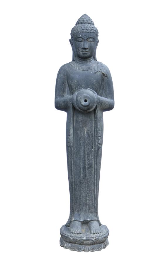 Sitzender Buddha mit Schale als Wasserspiel, Höhe 150 cm