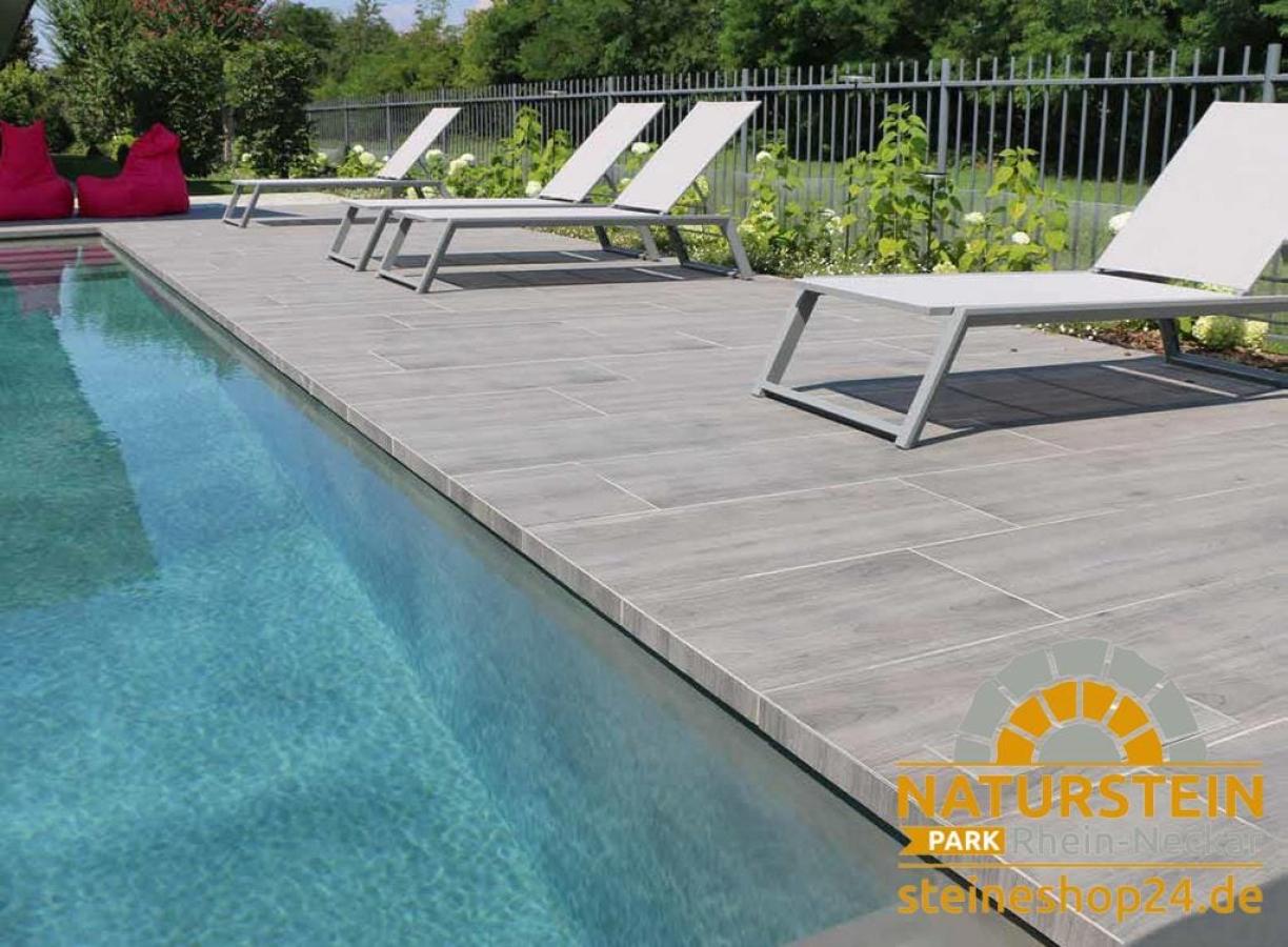 Keramik Terrassenplatten WOOD Harena Holz Grigio 120x40x2 cm