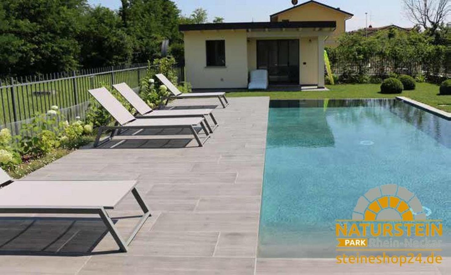 Keramik Terrassenplatten WOOD Harena Holz Grigio 120x40x2 cm