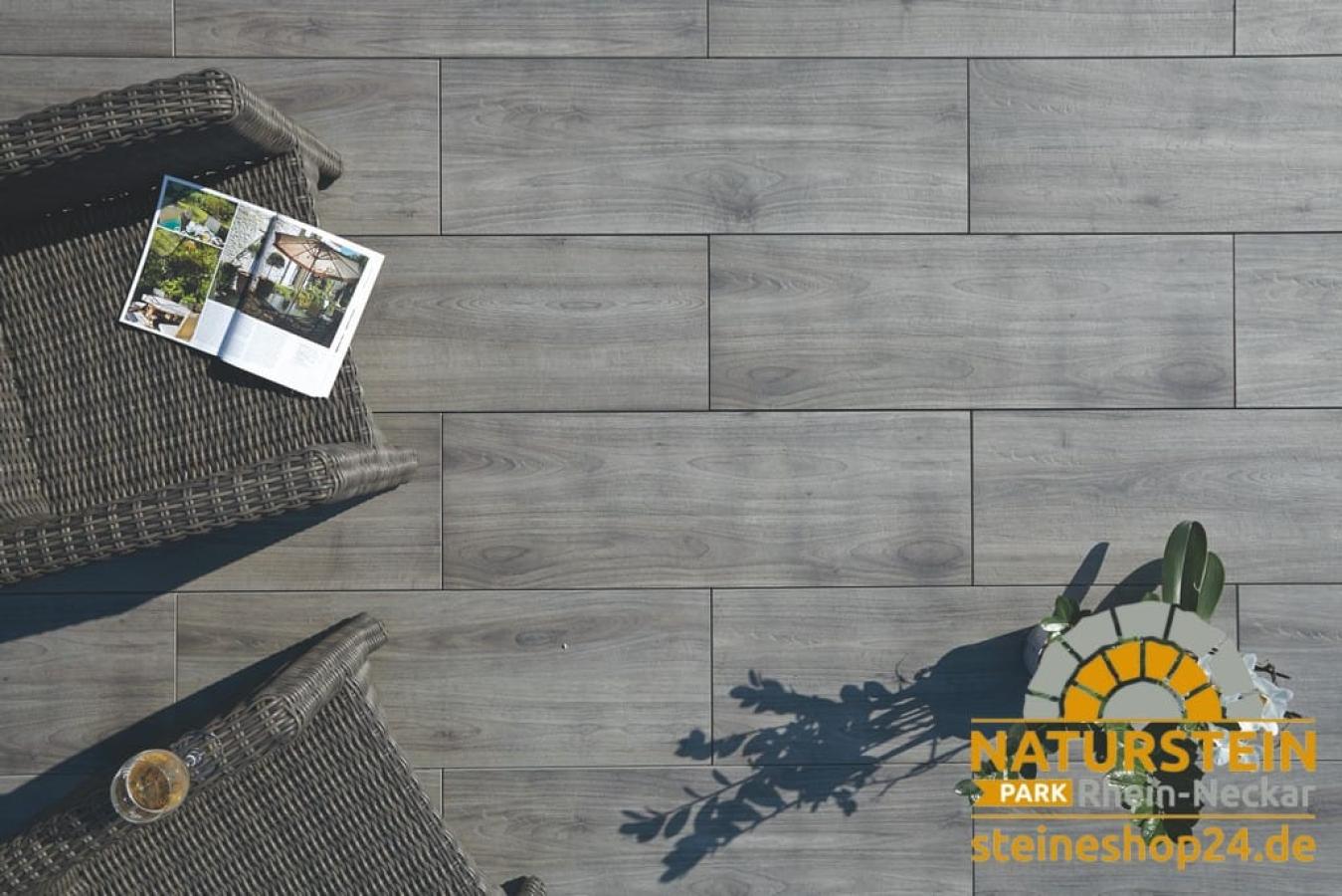 Keramik Terrassenplatten WOOD Harena Holz Grigio 120x40x2 cm