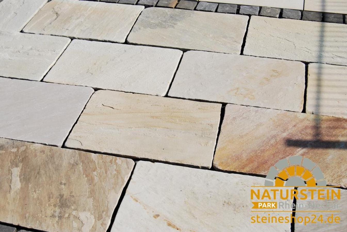 Terrassenplatten Sandstein "LEMON/MINT" spaltrau