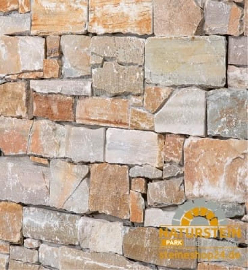 Verblendsteine Quarzit "ANTIGUA ROX" (gold-rotbraun) 56/61x15,2x2-4cm