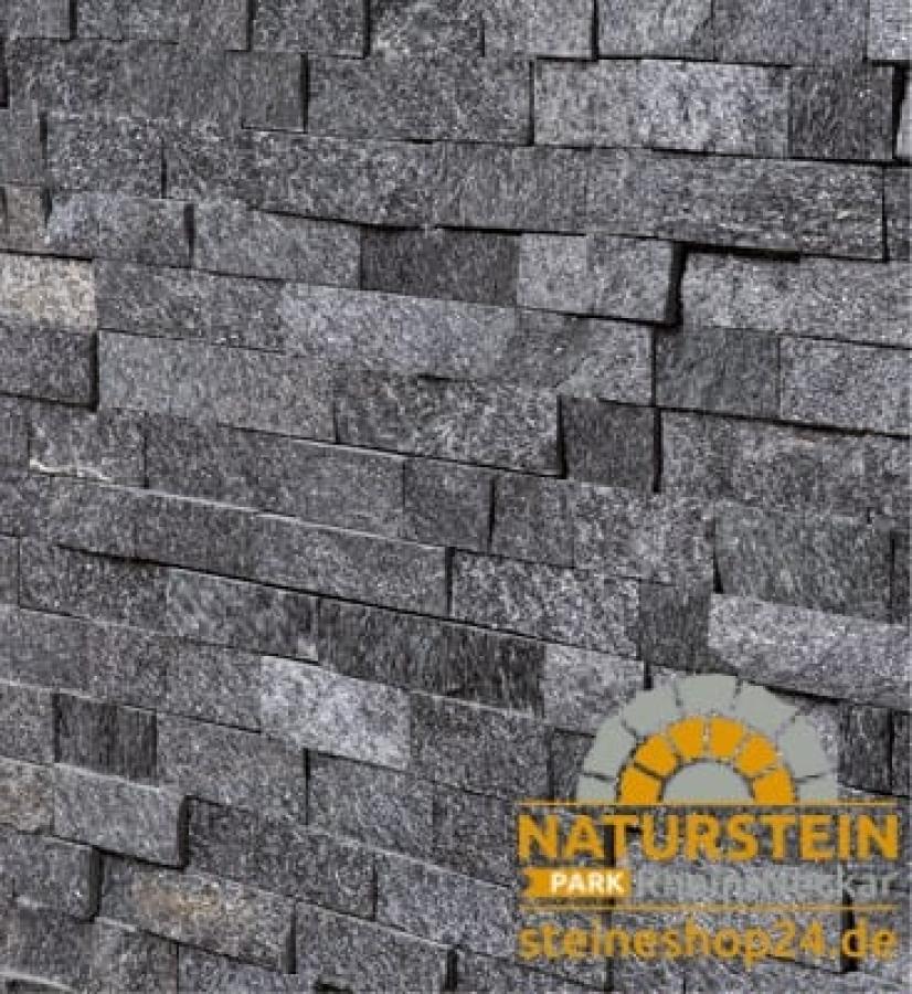 Verblendsteine Quarzit "MAGMA" (schwarz) 55/60x15x2,5-3,5cm