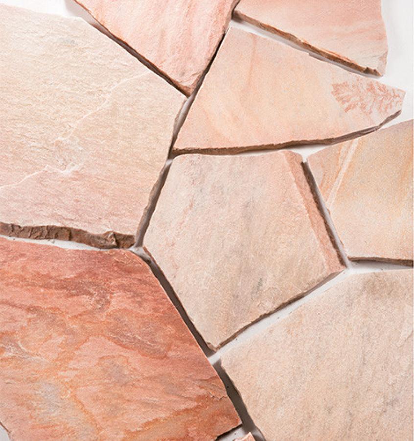 Polygonalplatten Quarzit "BAHIA" (rosé) ca. 2-4 cm Stärke