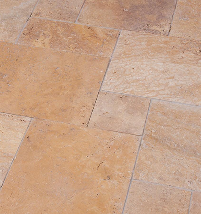 Terrassenplatten Travertin "DORATO" (gold-gelb-beige) -antik-
