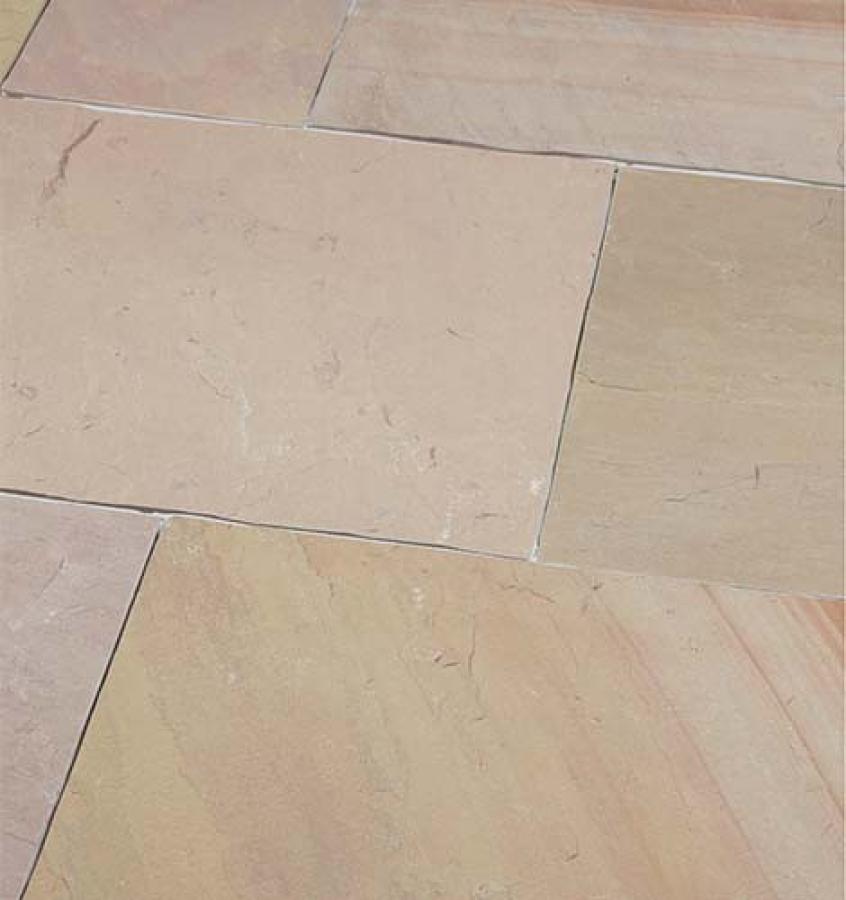 Terrassenplatten Sandstein "MANDALA DELUXE" (gelb-hellbeige)