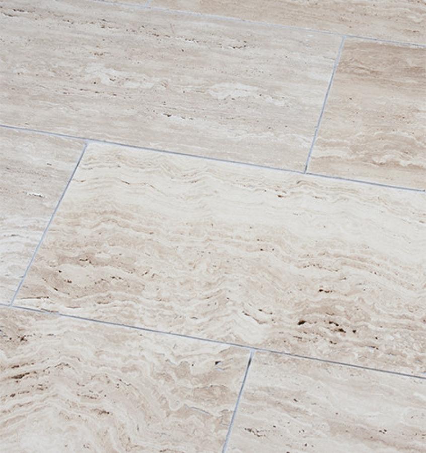 Terrassenplatten Travertin "VANILLA" (creme-beige) -liniert/satiniert-