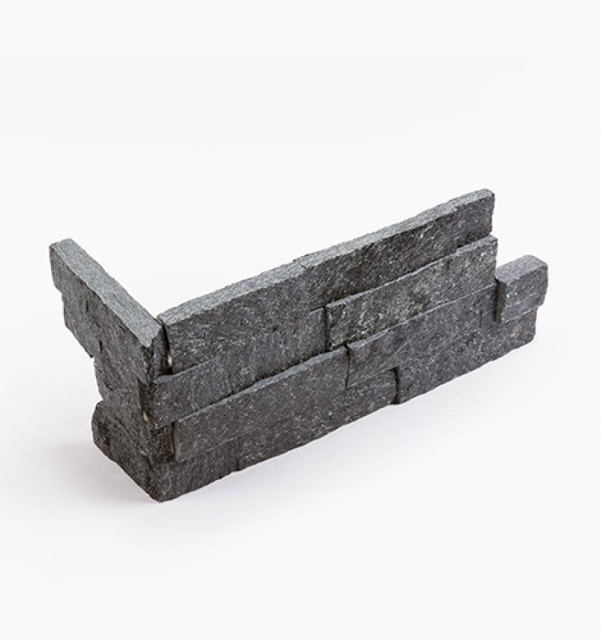 Verblendsteine Quarzit "MAGMA" (schwarz) -Eckteil- 33+14x15x2,5-3,5 cm
