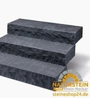 Preview: Blockstufen Basalt "SANDOKAN RUSTIKA" (anthrazit-schwarz)