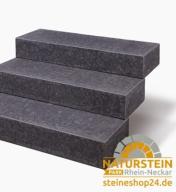 Preview: Blockstufen Basalt "SANDOKAN ELEGANCE" (anthrazit-schwarz) -satiniert-