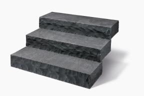 Preview: Blockstufen Basalt "SANDOKAN RUSTIKA" (anthrazit-schwarz)