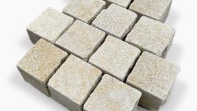 Preview: Pflastersteine Kalkstein "CLEOPATRA" (beige-gelb) 10x10x8cm