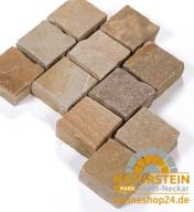 Preview: Pflastersteine Quarzit "LIMBO GOLD" (gold-gelb-gemischt) 10x10x7-9 cm
