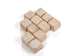 Preview: Pflastersteine Travertin "DORATO" (gelb-beige) 10x10x8cm