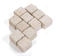 Preview: Pflastersteine Travertin "VANILLA" (creme-beige) 10x10x8cm