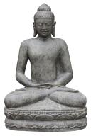 Preview: Sitzender Buddha, Indien, Kunststein, handgefertigt und bemalt, Höhe 100cm