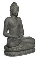 Preview: Sitzender Buddha, Indien, Kunststein, handgefertigt und bemalt, Höhe 100cm