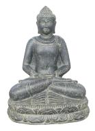 Preview: Sitzender Buddha, Indien, Kunststein, handgefertigt und bemalt, Höhe 80cm