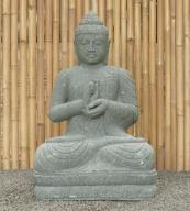 Preview: Sitzender Buddha, Naturstein (Basanit) Steinmetzarbeit, Höhe 100cm
