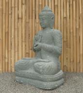 Preview: Sitzender Buddha, Naturstein (Basanit) Steinmetzarbeit, Höhe 100cm