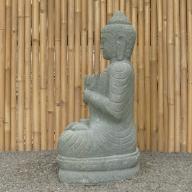 Preview: Sitzender Buddha, Naturstein (Basanit) Steinmetzarbeit, Höhe 100cm