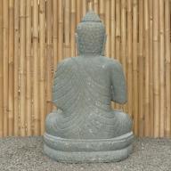 Preview: Sitzender Buddha, Naturstein (Basanit) Steinmetzarbeit, Höhe 100cm