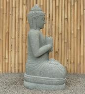 Preview: Sitzender Buddha, Naturstein (Basanit) Steinmetzarbeit, Höhe 100cm