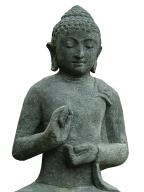 Preview: Sitzender Buddha, Naturstein (Basanit) Steinmetzarbeit, Höhe 120cm