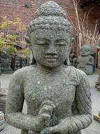 Preview: Stehender Buddha, Indien, Naturstein (Basanit) Steinmetzarbeit, Höhe 120cm