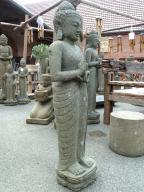 Preview: Stehender Buddha, Indien, Naturstein (Basanit) Steinmetzarbeit, Höhe 120cm