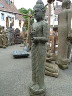Preview: Stehender Buddha, Indien, Naturstein (Basanit) Steinmetzarbeit, Höhe 150cm