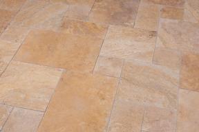Preview: Terrassenplatten Travertin "DORATO" (gold-gelb-beige) -antik-