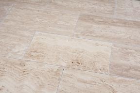 Preview: Terrassenplatten Travertin "VANILLA" (creme-beige) -liniert/satiniert-
